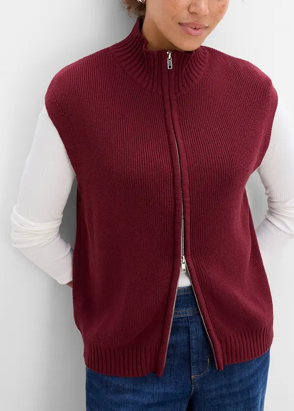 Strikket vest i bomullsmiks, bonprix