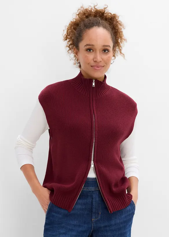 Strikket vest i bomullsmiks, bonprix
