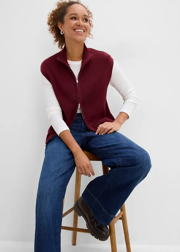 Strikket vest i bomullsmiks, bonprix