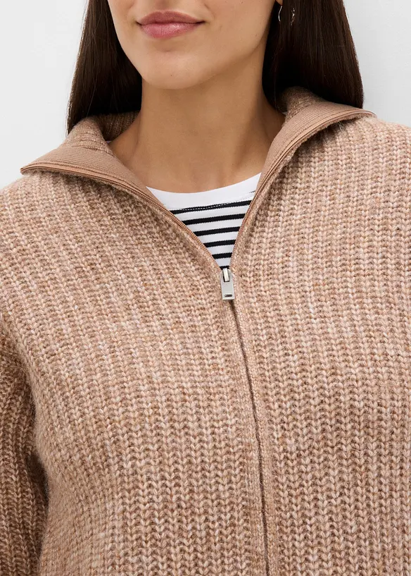Grovstrikket cardigan med ull, bonprix