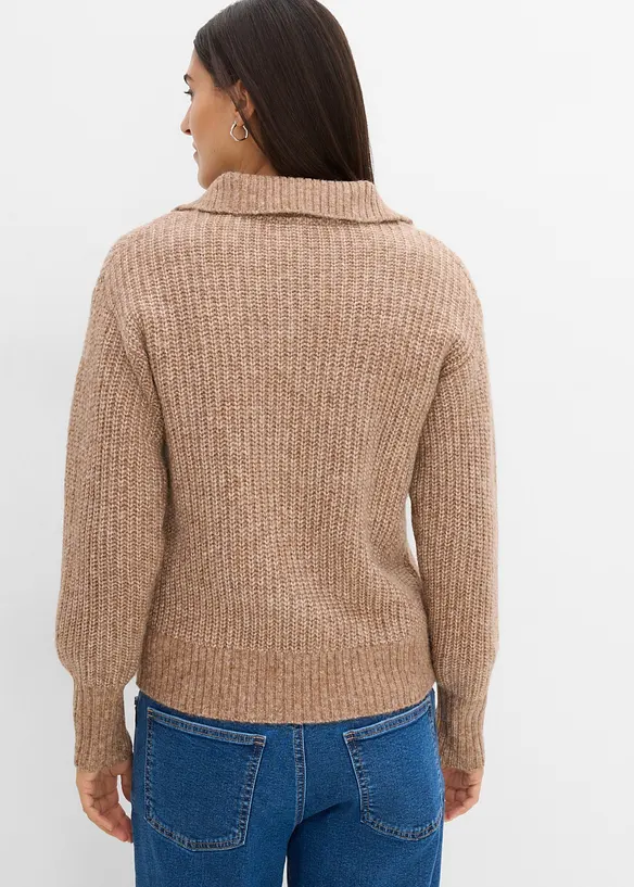 Grovstrikket cardigan med ull, bonprix