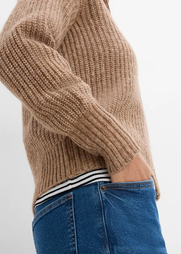 Grovstrikket cardigan med ull, bonprix