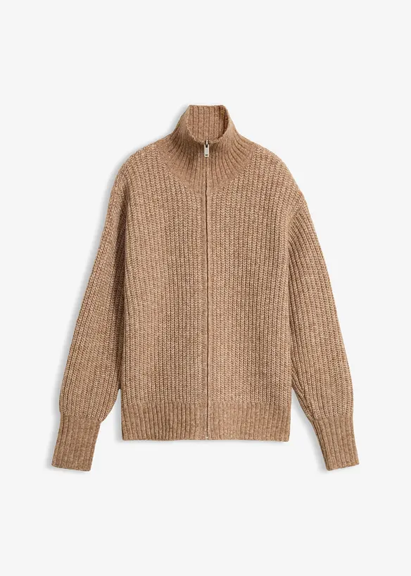 Grovstrikket cardigan med ull, bonprix