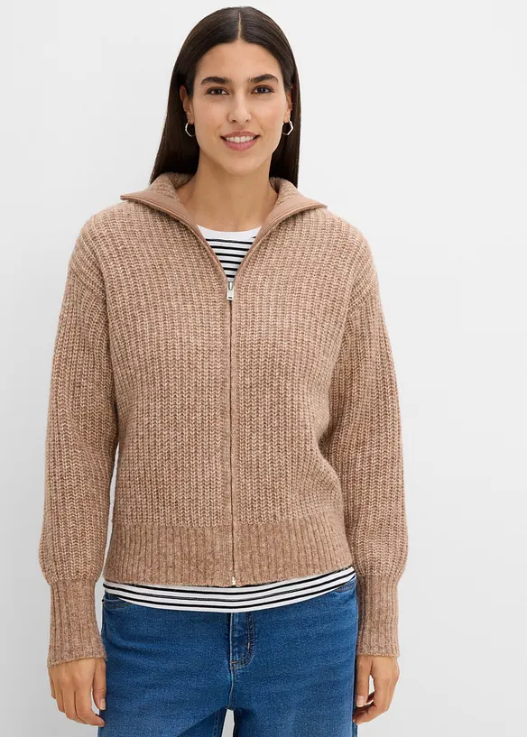 Grovstrikket cardigan med ull, bonprix