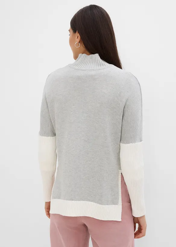 Loose Fit-genser med sidesplitter av bomullsmiks, bonprix