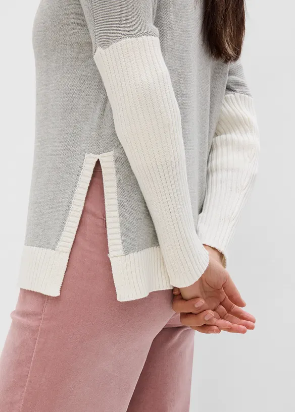 Loose Fit-genser med sidesplitter av bomullsmiks, bonprix