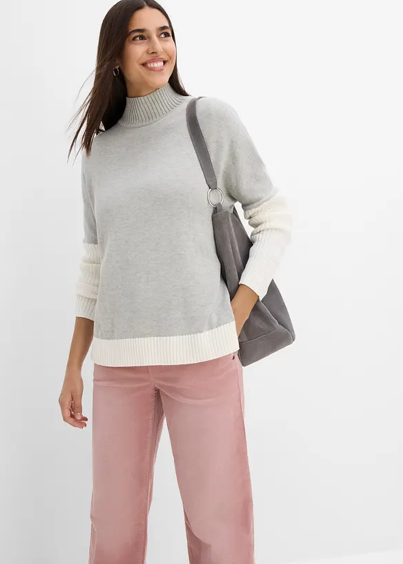 Loose Fit-genser med sidesplitter av bomullsmiks, bonprix