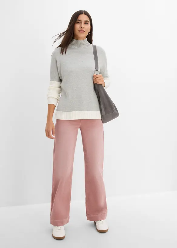 Loose Fit-genser med sidesplitter av bomullsmiks, bonprix
