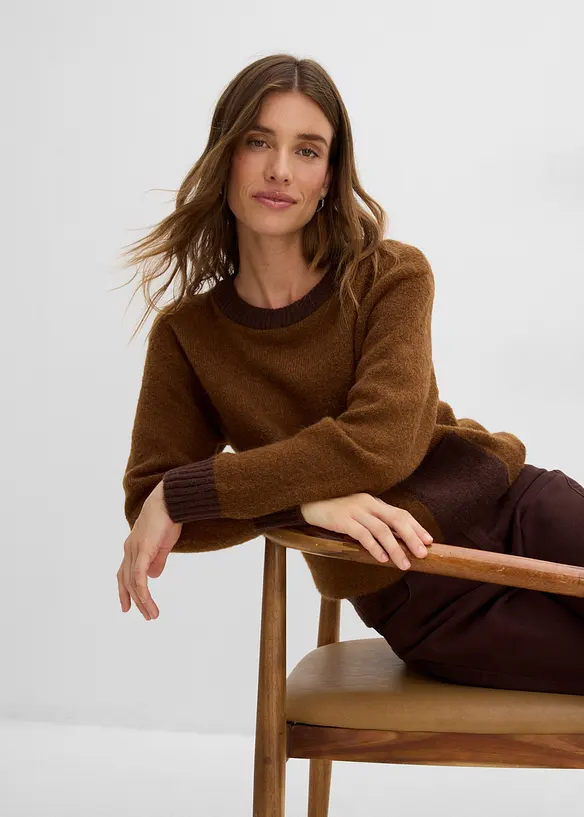 Loose fit strikkegenser, bonprix