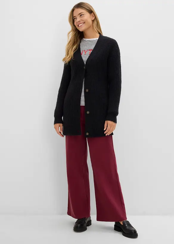 Grovstrikket cardigan i myk garnmiks med ull, bonprix