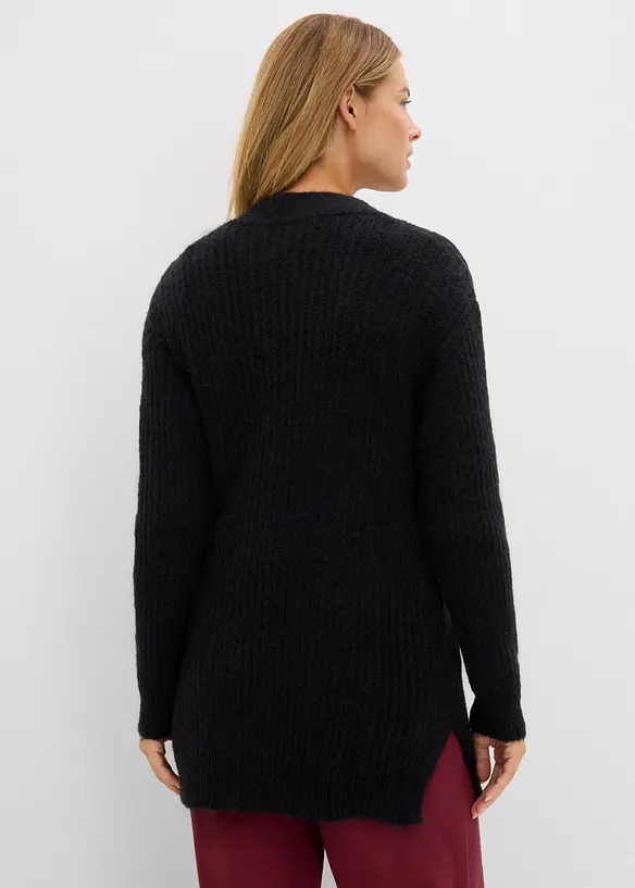 Grovstrikket cardigan i myk garnmiks med ull, bonprix