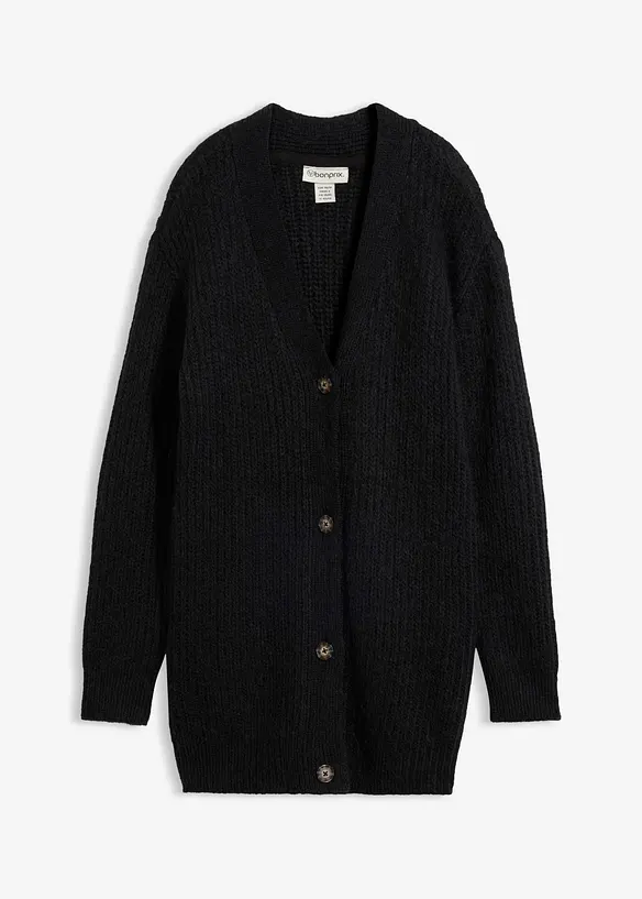 Grovstrikket cardigan i myk garnmiks med ull, bonprix