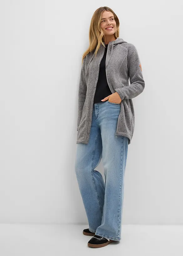 Lang hettejakke i fleece, bonprix