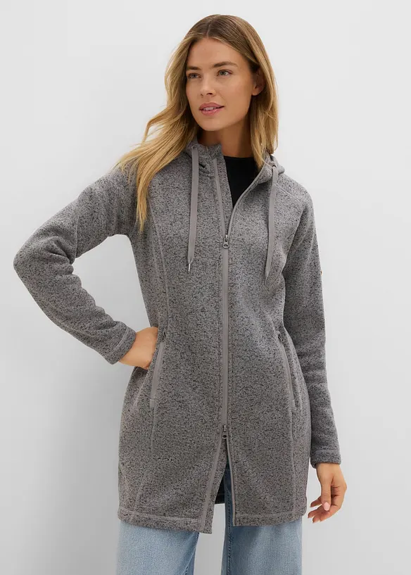Lang hettejakke i fleece, bonprix