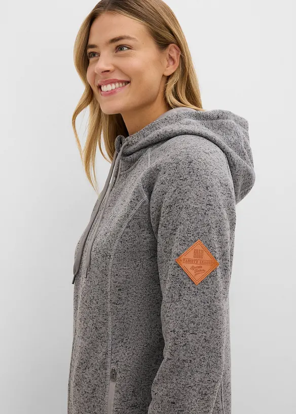 Lang hettejakke i fleece, bonprix