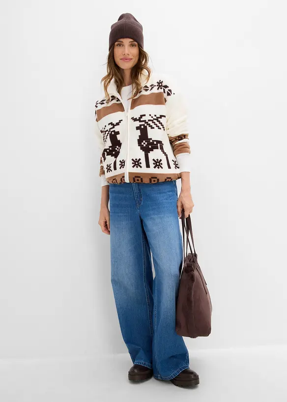 Fleecejakke med teddyfleece, bonprix