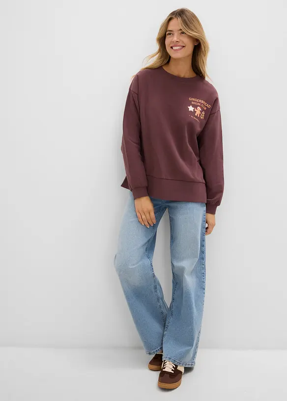 Oversized sweatshirt i 100% bomull, bonprix
