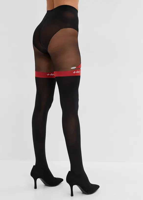 Overknee-str&oslash;mpebukse med julemotiv 60 DEN, bonprix