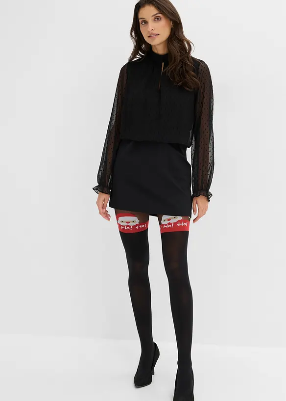 Overknee-str&oslash;mpebukse med julemotiv 60 DEN, bonprix
