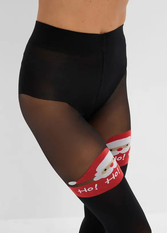Overknee-str&oslash;mpebukse med julemotiv 60 DEN, bonprix