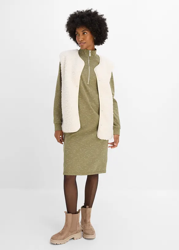 Half zip-sweatkjole, bonprix