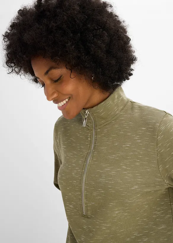 Half zip-sweatkjole, bonprix