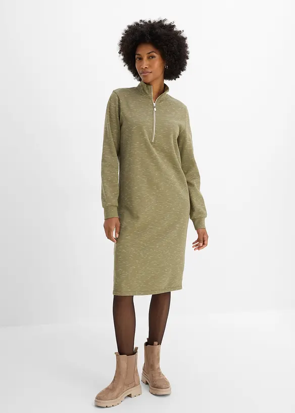 Half zip-sweatkjole, bonprix