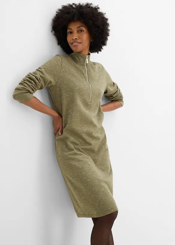 Half zip-sweatkjole, bonprix