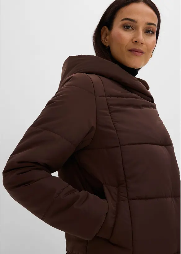 Vattert jakke med fuskepels, bonprix