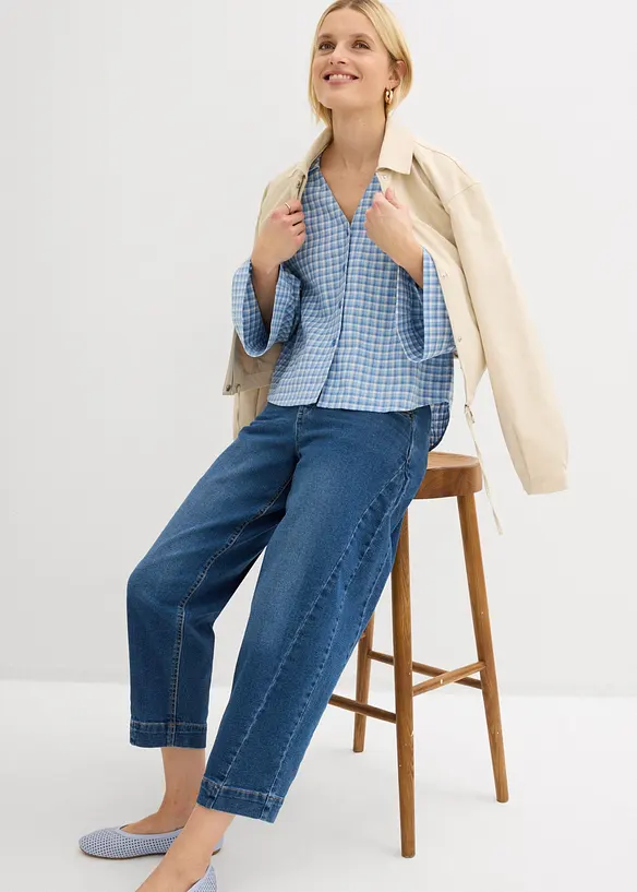 Barrel jeans, Mid Waist, cropped, bonprix