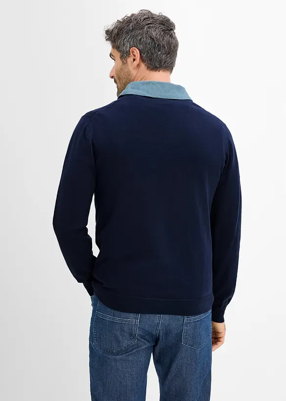 Finstrikket genser i 2i1-stil, bonprix