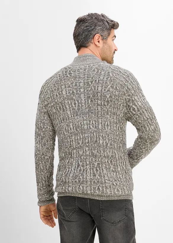 Grovstrikket cardigan med st&aring;krage, bonprix