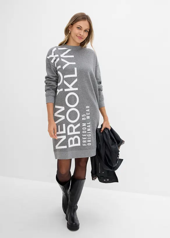 Oversized sweatshirtkjole i myk bomullsmiks, bonprix