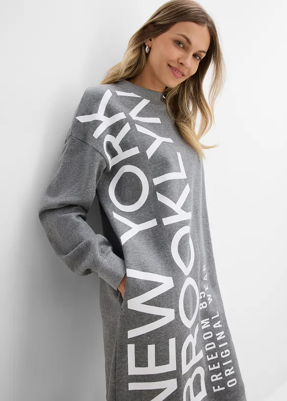 Oversized sweatshirtkjole i myk bomullsmiks, bonprix