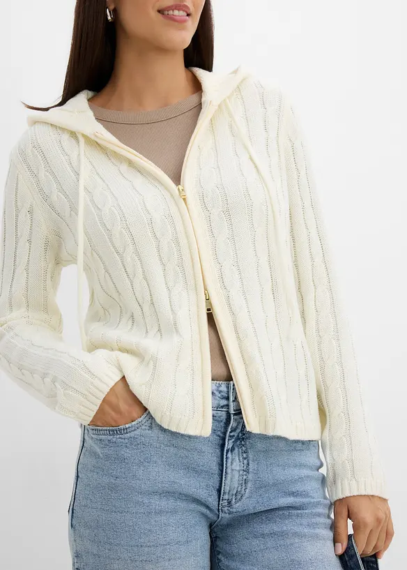 Kabelstrikket cardigan, bonprix