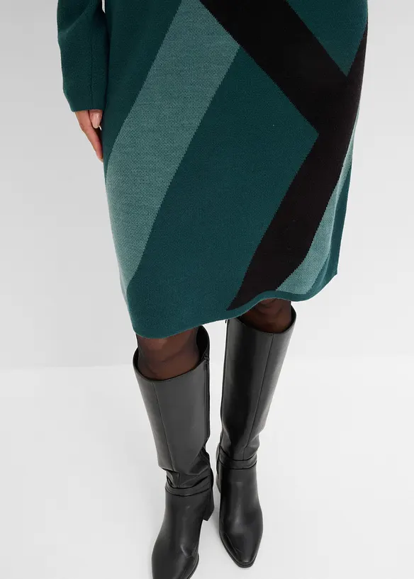 Jacquardstrikket kjole med moderne striper, bonprix