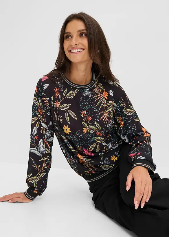 Bluse med rund hals, bonprix