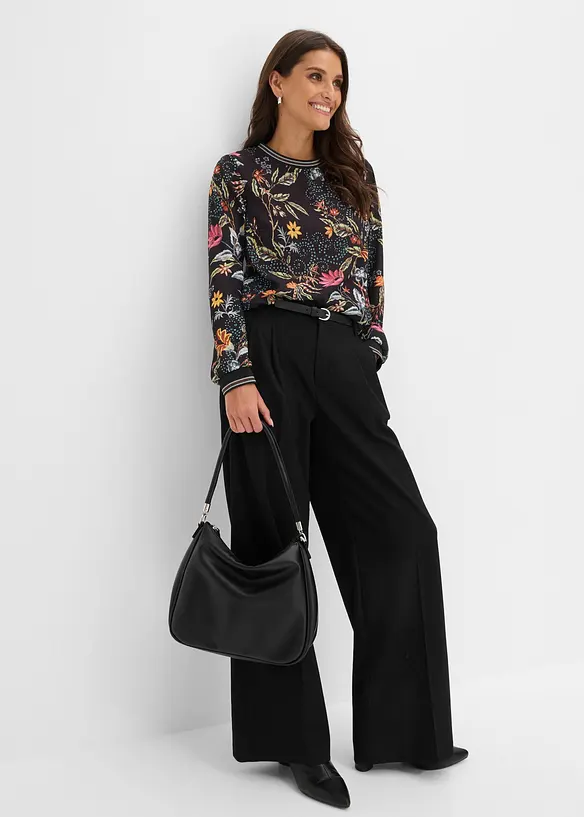 Bluse med rund hals, bonprix