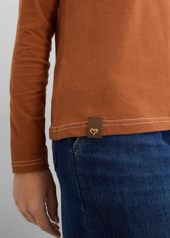 Langermet topp med pynteknapper, bonprix