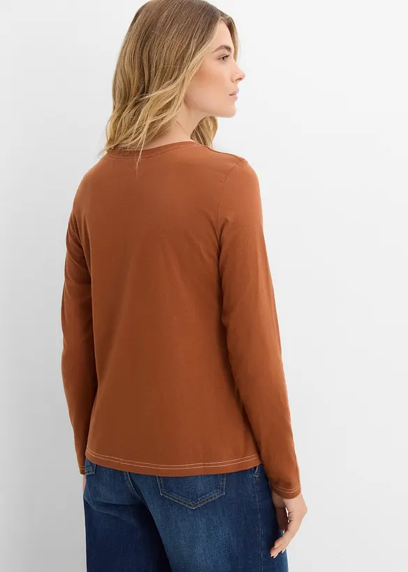 Langermet topp med pynteknapper, bonprix