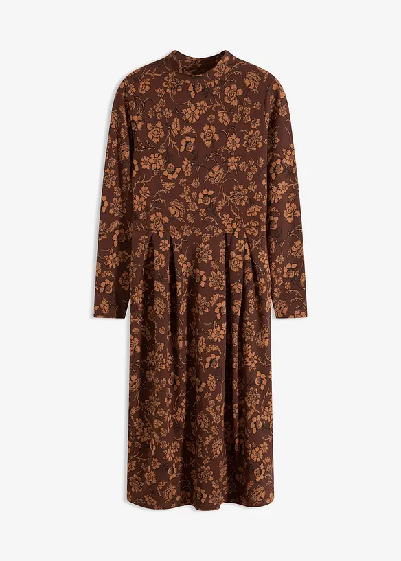 Langermet, m&oslash;nstret jerseykjole, bonprix