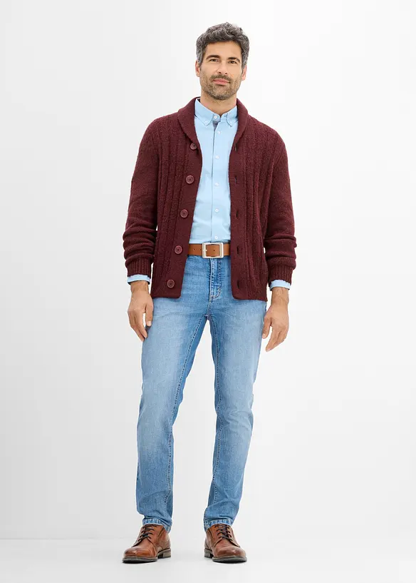 Cardigan med ribbem&oslash;nster, bonprix