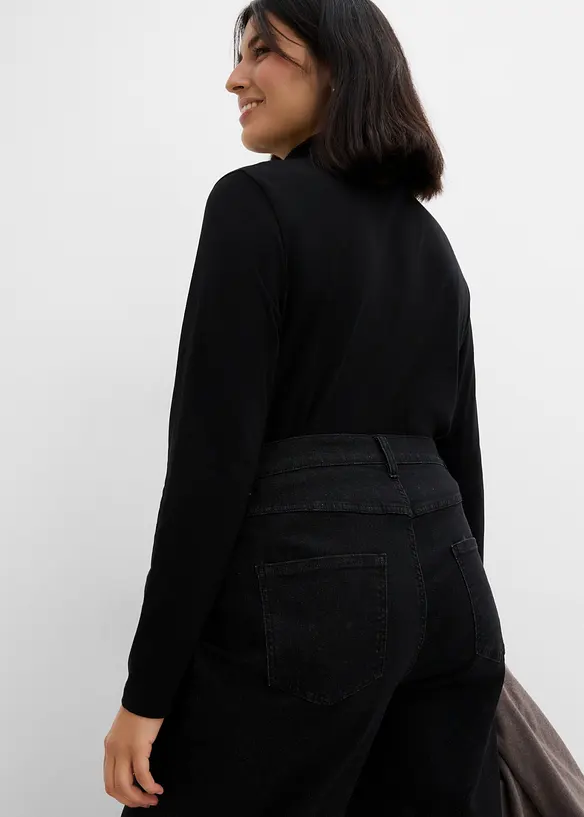 Wide leg jeans, high waist med nagler, bonprix