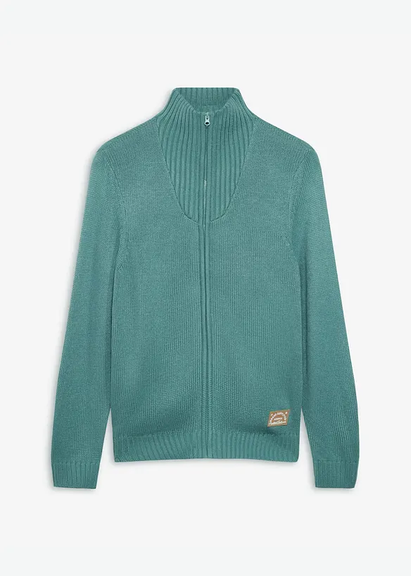 Grovstrikket cardigan med st&aring;krage, bonprix