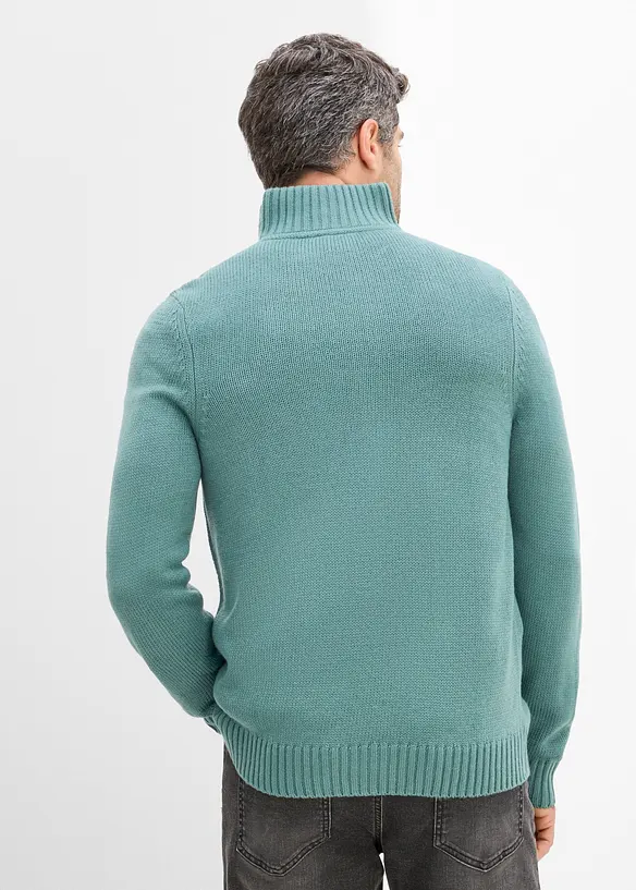 Grovstrikket cardigan med st&aring;krage, bonprix