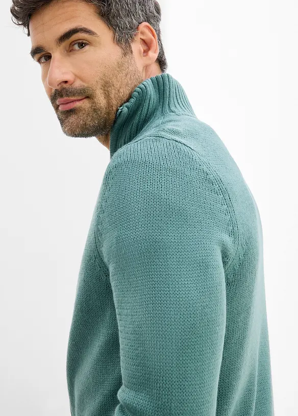 Grovstrikket cardigan med st&aring;krage, bonprix