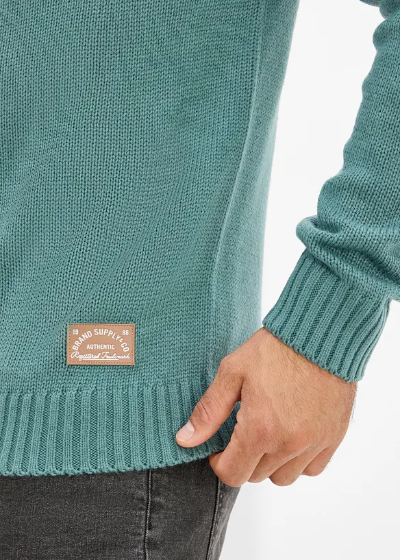 Grovstrikket cardigan med st&aring;krage, bonprix