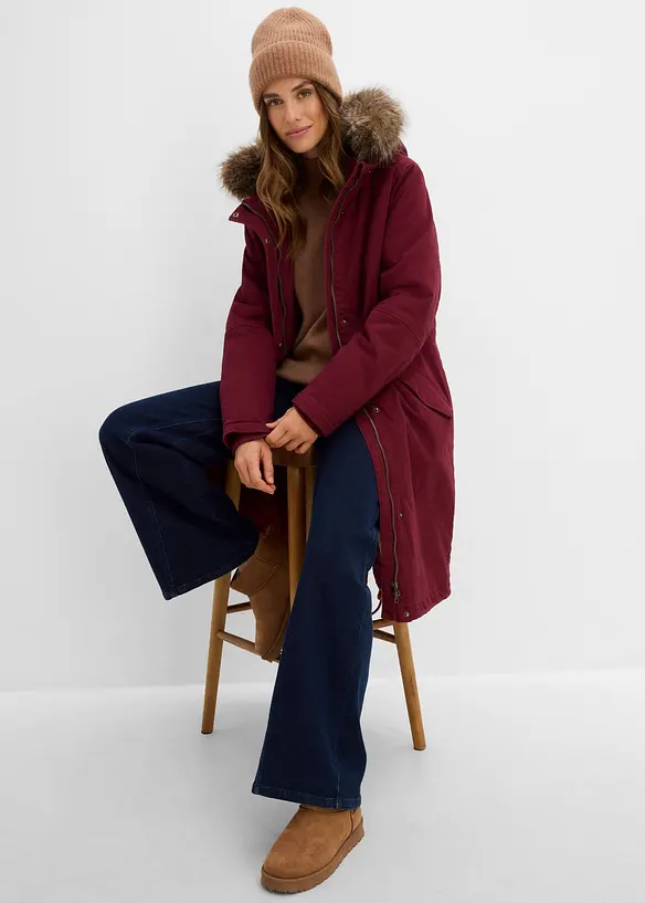 Lang, vattert parkas, bonprix