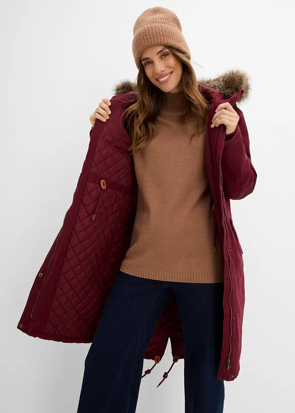 Lang, vattert parkas, bonprix