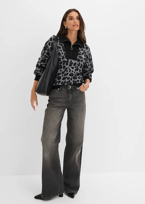 Oversized half-zip-genser, bonprix